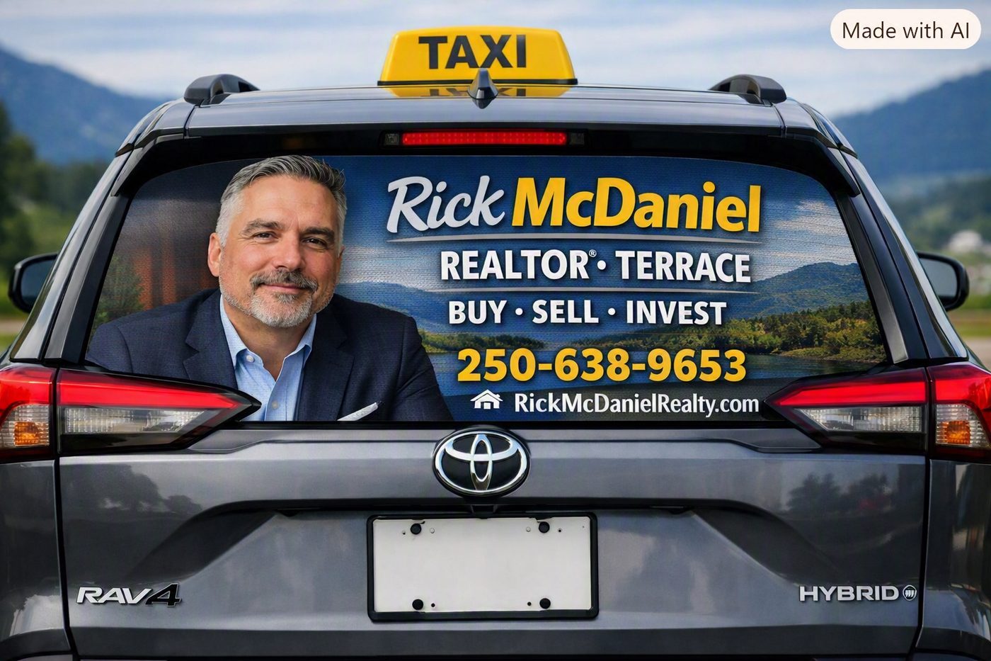 Realtor rear-window taxi ad example
