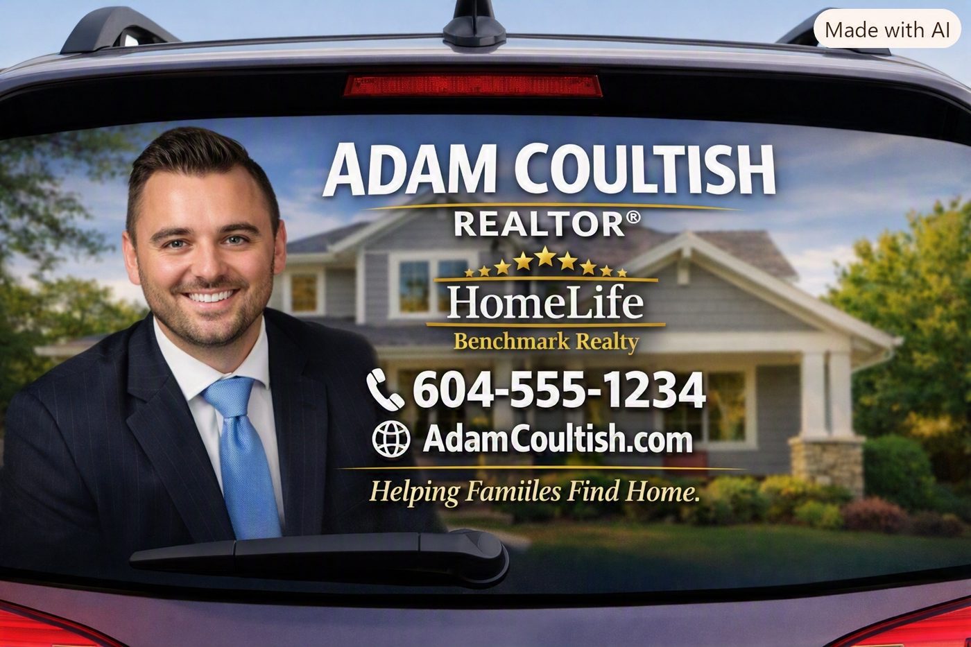 Realtor rear-window taxi ad example
